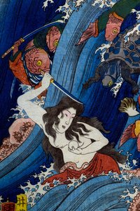 Tamatori-hime roubando a Jóia Sagrada do Palácio do Dragão (Ryūgū Tamatori-hime no zu) de Utagawa Kuniyoshi