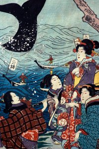 A Farinha de Sete Costas com Peixes Grandes (Nana ura tairyō hanjō no zu) de Utagawa Kuniyoshi