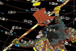 A batalha em Shijō Nawate, c.1857 de Utagawa Kuniyoshi