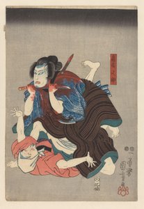 Torii Matasuke corta sua garganta de Utagawa Kuniyoshi