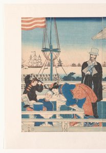 Trading house dos EUA em Yokohama de Utagawa Sadahide