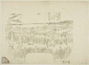 Bloco-chave para uma gravura da série "Toto meisho" (Vistas famosas da capital oriental) de Utagawa Sadahide