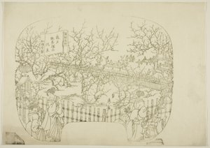 Bloco-chave para uma gravura da série "Toto meisho" (Vistas famosas da capital oriental) de Utagawa Sadahide