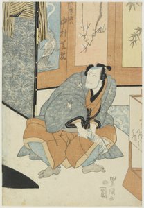 O ator Nakamura Shikan como Magohachi de Takenozuka