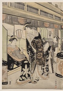Cortesãs passeando no Nakanochō de Utagawa Toyokuni