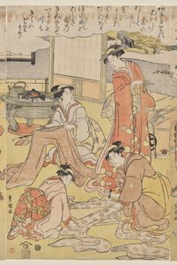 Mulheres fazendo roupas de Utagawa Toyokuni