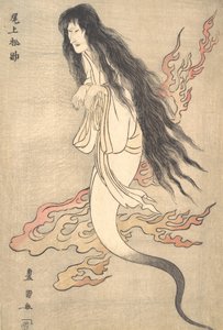 Onoe Matsusuke como o Fantasma da Esposa Assassinada Oiwa, em A Tale of Horror from the Yotsu..., 1812.