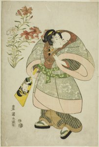 Pinks: enfermeira e bebê, de uma série sem título de belezas e flores de Utagawa Toyokuni I
