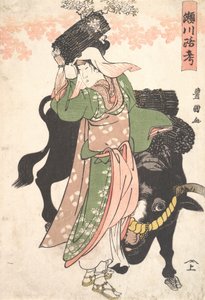 O ator Segawa Roko como o Woodseller Ohara Leading an Ox, ca. 1810.