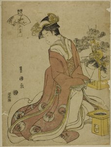 O Primeiro Mês (Sho gatsu), da série "Fashionable Doze Meses (Furyu junikagetsu)" de Utagawa Toyokuni I