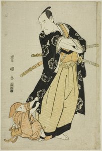 O ator Ichikawa Danjuro VI e um menino de Utagawa Toyokuni I