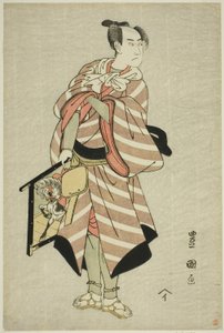 O ator Sawamura Sojuro III como o cavalo de carga Muchizo na peça "Miyamairi Musubi no Kamigaki", apresentada no Teatro Kiri no décimo primeiro mês de 1797 de Utagawa Toyokuni I