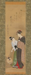 Mulher e Atendente, c. 1795. de Utagawa Toyokuni I