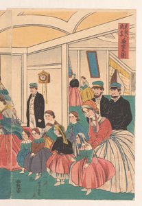 Estrangeiros se divertem em um banquete de Utagawa Yoshikazu