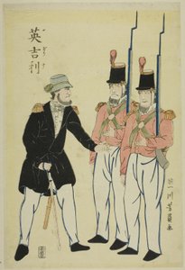 oficial e soldados ingleses de Utagawa Yoshikazu