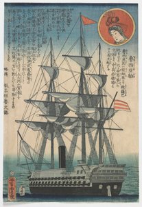 Navio russo, período Edo de Utagawa Yoshitora