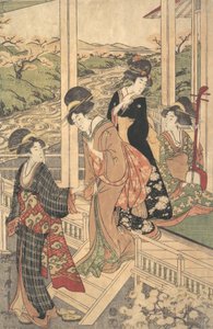 Grupo de Mulheres na Engawa de uma Casa de Campo, na época do Florescimento da Cerejeira,..., ca. 1806.