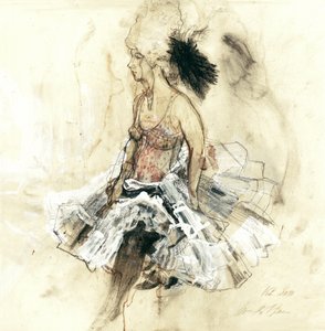 Esboço de uma dança com penas de Ute Rathmann