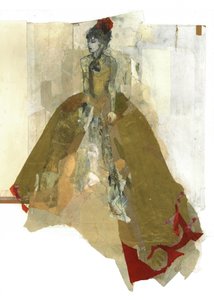 Senhora de vestido dourado