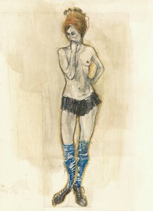 Desenho de uma mulher pensativa de Ute Rathmann