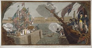 A abertura das docas de Londres, Wapping, 1805 de V Woodthorpe
