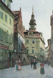 A, judaico, corredor cidade, praga, ilustração, de, &39;Stara, Praha&39;, c.1898