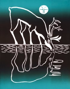 Drinking Caribou, 2018 (tinta sobre papel) de Vadym Vaskovsky