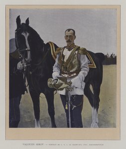 Retrato do Grão-Duque Paul Alexandrovich da Rússia (cor litho) de Valentin Aleksandrovich (after) Serov