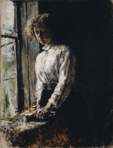 Na janela. Retrato de Olga Fyodorovna Trubnikova, 1886 de Valentin Aleksandrovich Serov