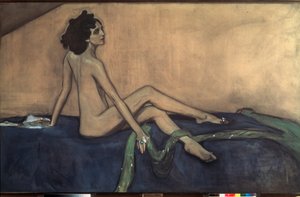 Retrato da bailarina Ida Rubinstein (1885-1960). Obra de Valentin Alexandrovich Serov (1865-1911), têmpera e giz preto sobre tela de Valentin Aleksandrovich Serov
