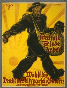 Liberdade, paz, trabalho, eleger o partido do povo alemão na Baviera, pub. Munique, 1919