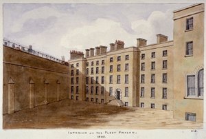 Pátio interno da prisão Fleet Prison, City of London, 1805