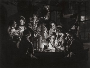 Um experimento em um pássaro na bomba de ar depois de Joseph Wright de Derby, 1769.