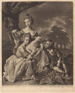 A Família Wright (As Crianças Bradshaw) de Valentine Green after Joseph Wright