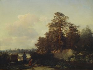 Paisagem com pescadores, 1852 de Valerian Konstantinovich Kamenev