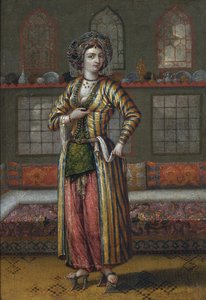 Uma nobre senhora de Constantinopla usando sapatos de banho turco