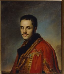 Retrato de Nikolay Niolayevich Raevsky, o Jovem (1801-1843). Pintura por Vasili Andreyevich Tropinin (Vasili Tropininin) (1776-1857), óleo sobre tela de Vasili Andreevich Tropinin