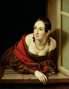 Mulher na janela dela ou, a esposa de um tesoureiro de Vasili Andreevich Tropinin