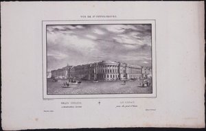 Vistas de São Petersburgo. Vista do prédio do Senado a partir da ponte de Santo Isaacs, 1833
