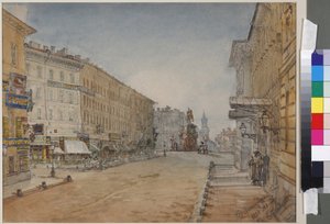 Voznesensky Prospekt em São Petersburgo, por Sadovnikov, Vasily Semyonovich (1800-1879). Aquarela sobre papel