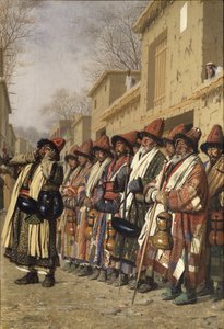 Dervishes Coro pedindo esmola em Tashkent, 1870 de Vasili Vasilievich Vereshchagin