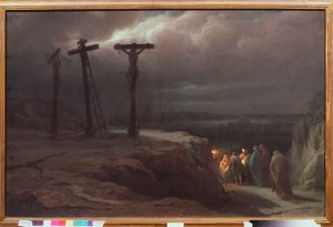Noite no Calvário - Pintura de Vasili Petrovich Vereshchagin (Vasili Verechtchagin) (1835-1909), óleo sobre tela de Vasili Vasilievich Vereshchagin