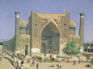 Medrasah Shir-Dhor na casa de Registan em Samarcanda de Vasili Vasilievich Vereshchagin
