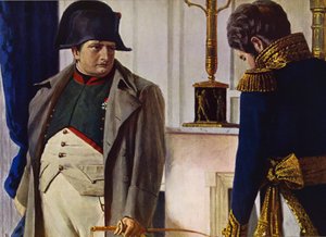 Napoleão Bonaparte e Jacques Lauriston (litografia a cores) de Vasili Vasilievich Vereshchagin