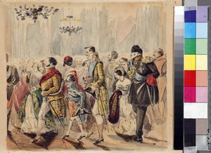 Bola da Alta Sociedade par Baranov, Vasili Venediktovich (1792-1836), Primeiro trimestre do 19º cen. - Aguarela sobre papel - Museu Estadual Lermontov Tarkhany de Vasili Venediktovich Baranov