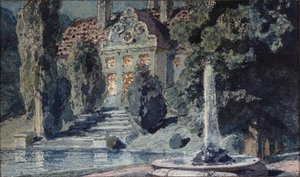 Decoração preparatória para a ópera ""Boris Godunov"" de Modeste Mussorgsky (1839-1881) - Cenário para a ópera Boris Godunov de M Mussorgsky - Obra de Vasili Dmitrievich Polenov (1844-1927), aquarela sobre papel de Vasilij Dmitrievich Polenov