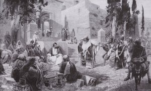Jesus e a mulher apanhados em adultério (litho) de Vasilij Dmitrievich Polenov