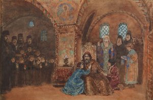 Cenografia da ópera Boris Godunov de M. Musorgsky de Vasilij Dmitrievich Polenov