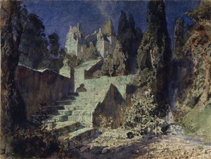 Cenografia para a ópera A rosa escarlate de N. Krotkov, 1884 de Vasilij Dmitrievich Polenov