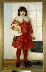 A menina tem a boneca Pintura de Vasilli Ivanovich Surikov (Vasily Surikov ou Vasili Surikov) (1848-1916) 1888 Moscou. Galeria Tretyakov de Vasilij Ivanovic Surikov